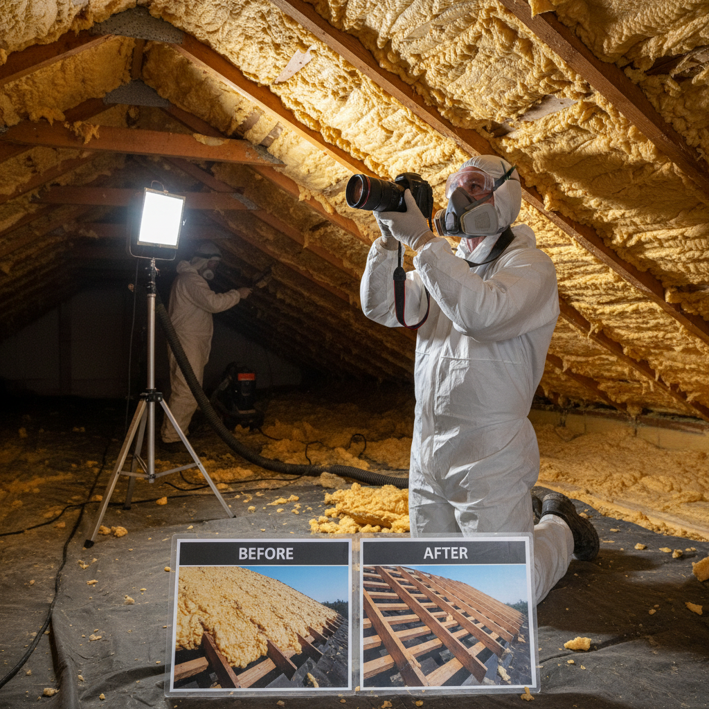 Professional spray foam removal documentation